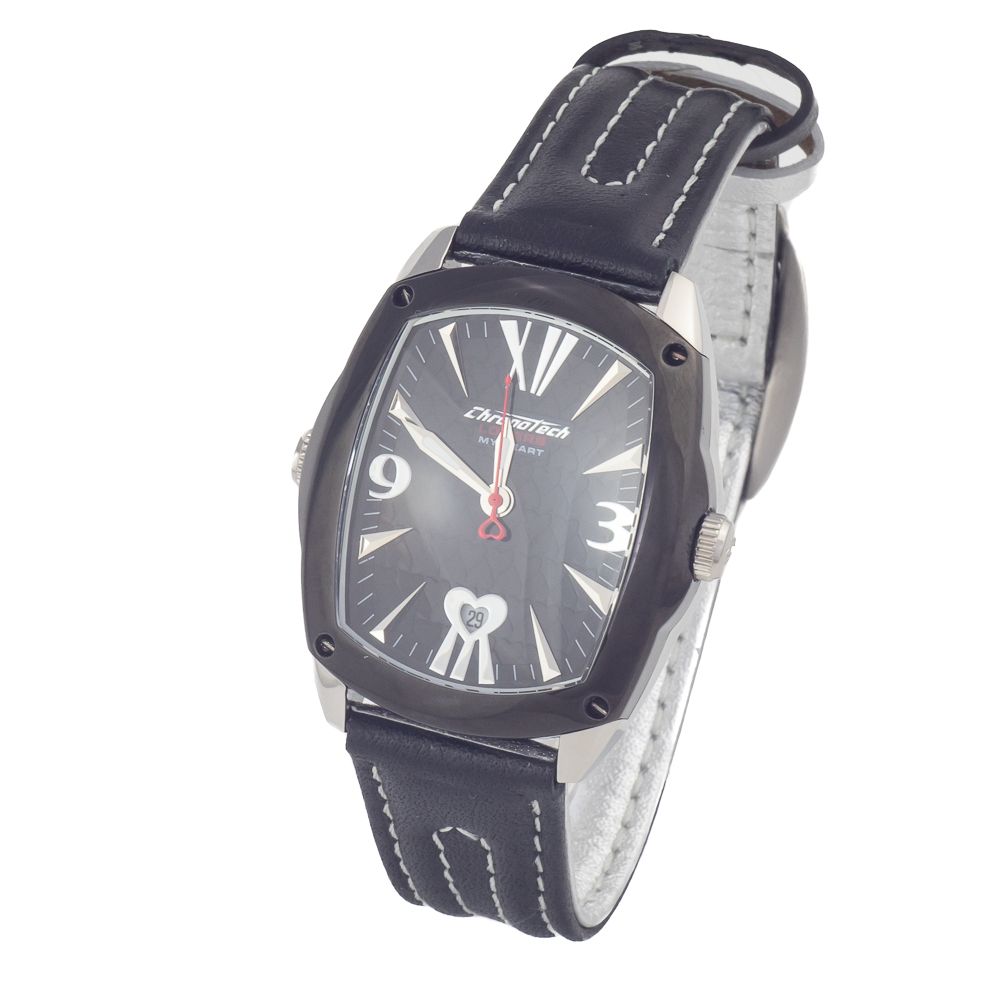 Black Leather Dress Watch - Image 2