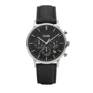 Black Leather Dress Watch