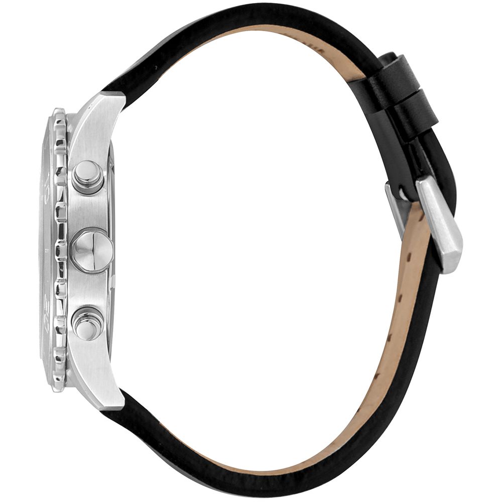 Black Leather Bracelet Watch - Image 3