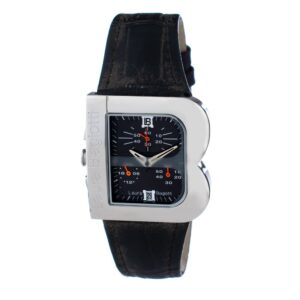 Black Leather Dress Watch